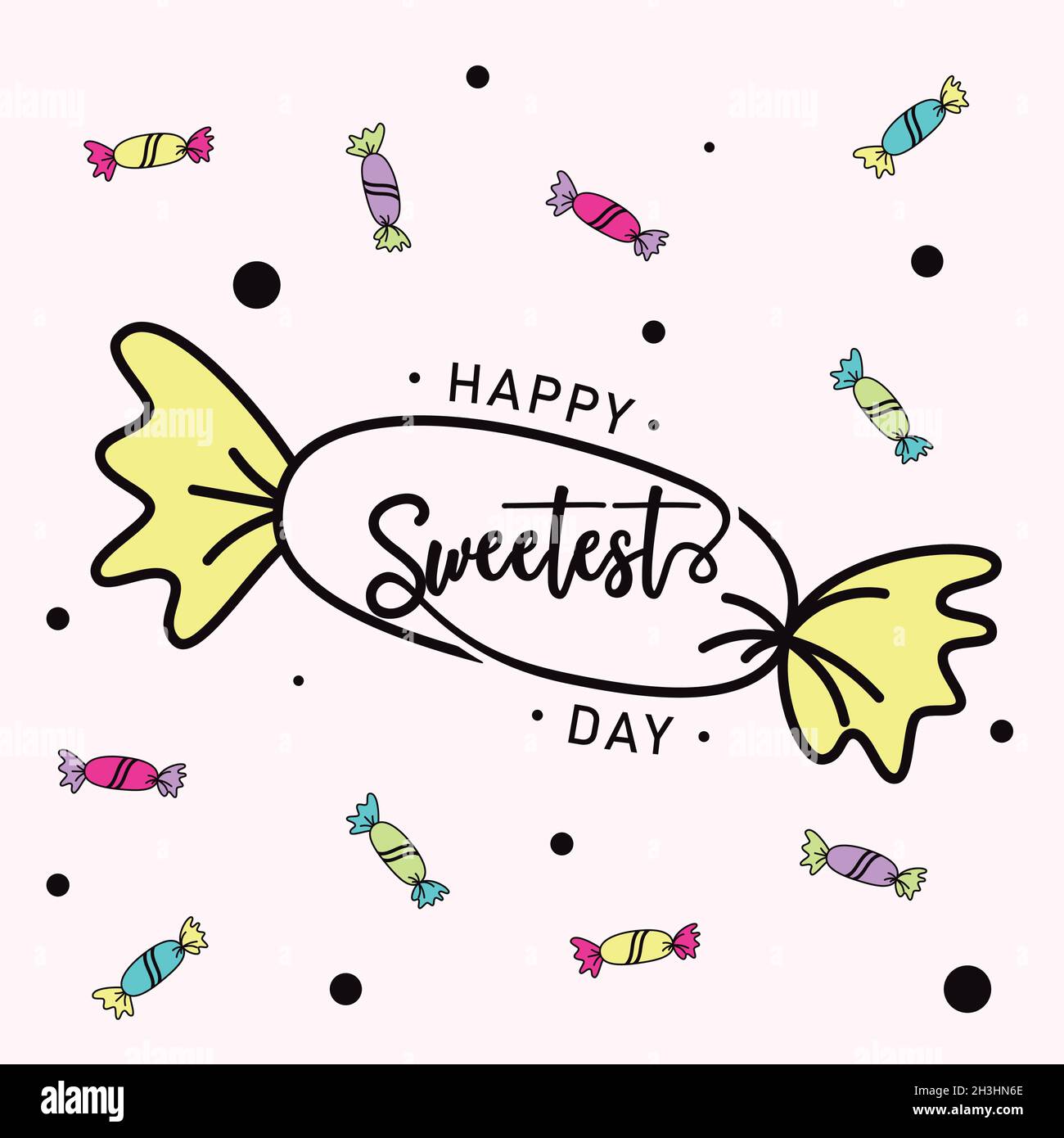 Word Letter Happy Sweetest Day per il modello di progettazione degli elementi. Biglietto d'auguri per la celebrazione del giorno più felice. Illustrazione vettoriale EPS.8 EPS.10 Illustrazione Vettoriale