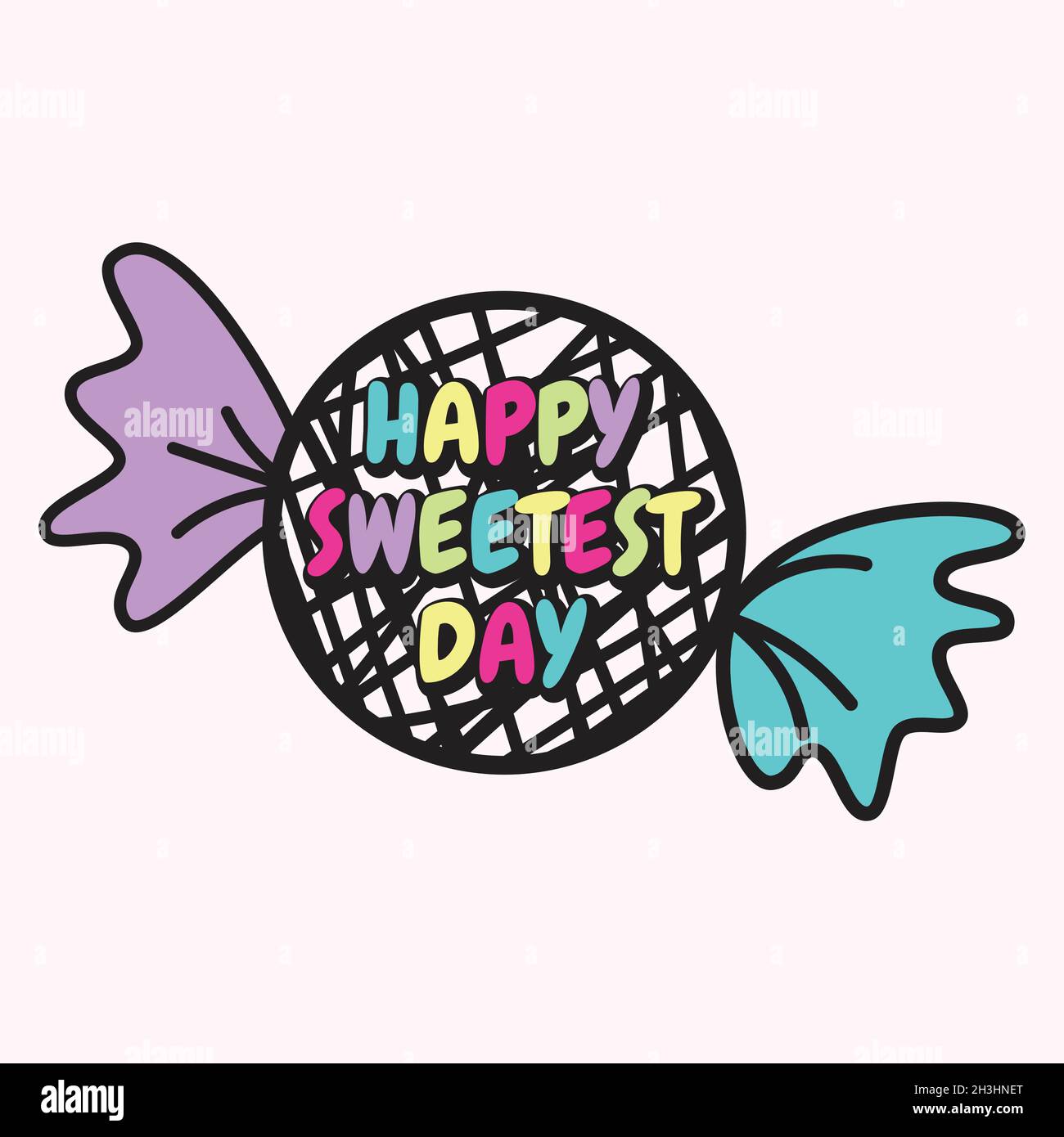Word Letter Happy Sweetest Day per il modello di progettazione degli elementi. Biglietto d'auguri per la celebrazione del giorno più felice. Illustrazione vettoriale EPS.8 EPS.10 Illustrazione Vettoriale