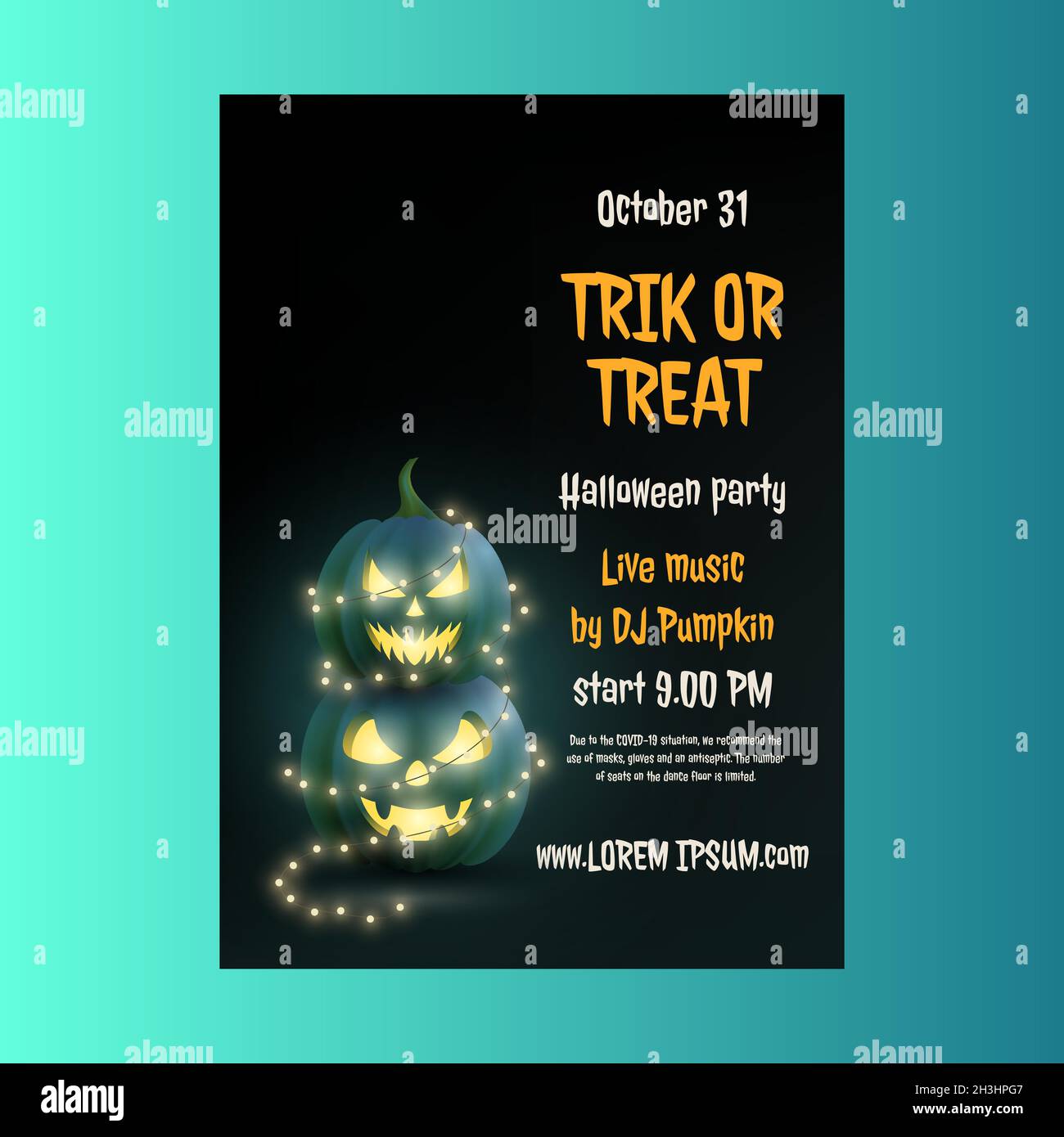 modello poster verticale realistico per feste di halloween con foto Illustrazione Vettoriale