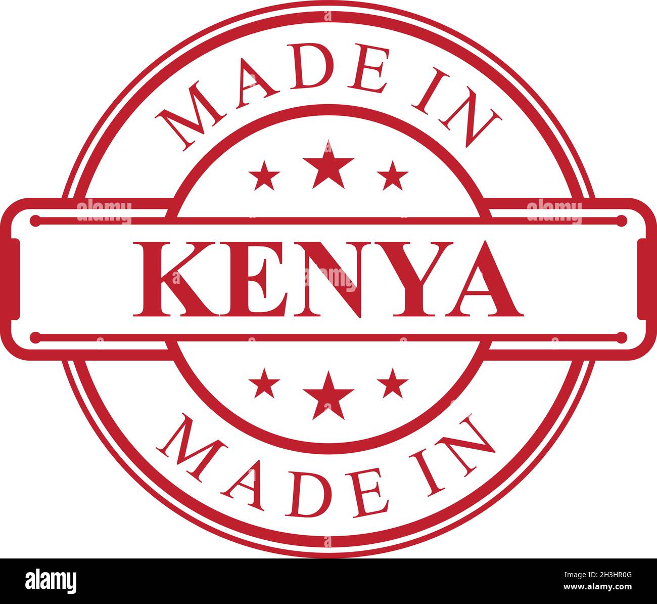 Icona Made in Kenya label con emblema di colore rosso su sfondo bianco. Elemento di design con logo di qualità vettoriale. Illustrazione vettoriale EPS.8 EPS.10 Illustrazione Vettoriale