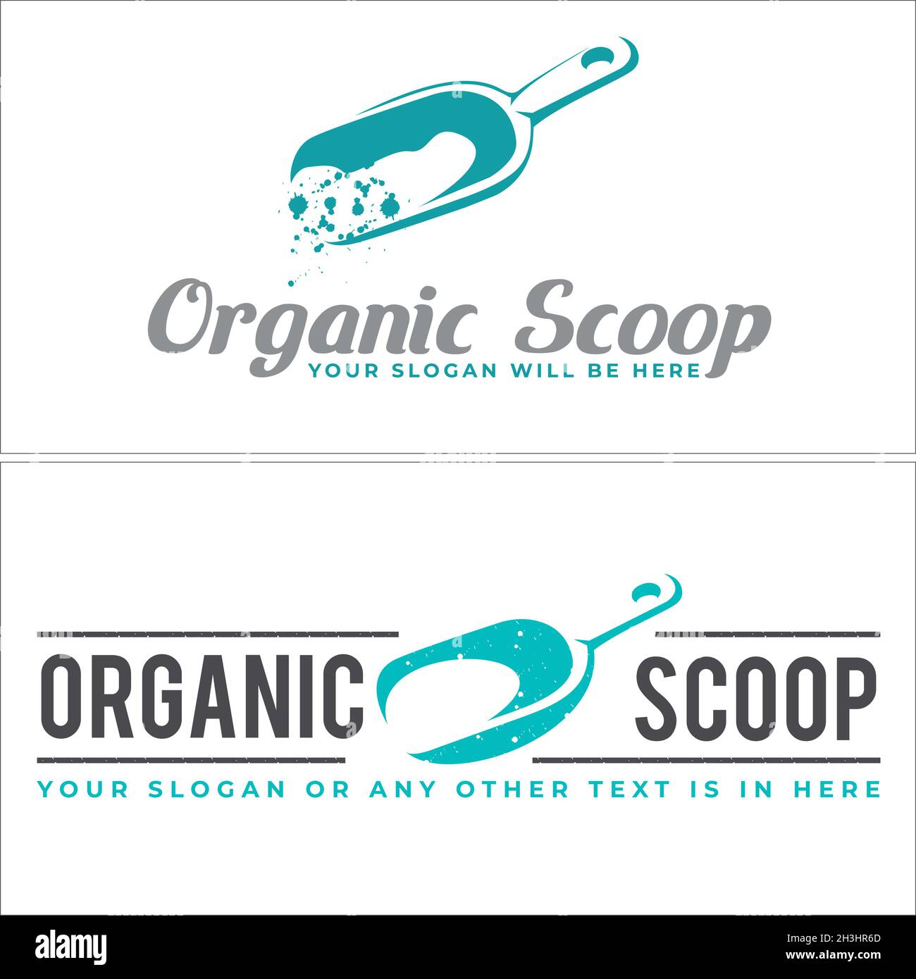 Moderno negozio alimentare business scoop modello di design logo Illustrazione Vettoriale