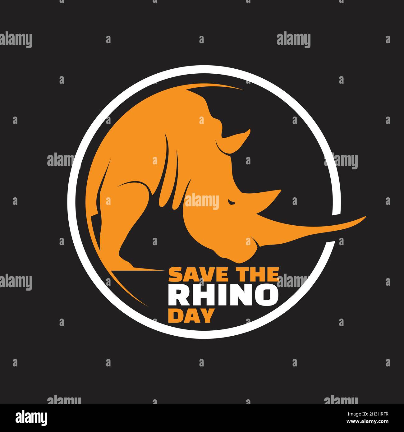 Salva il design delle lettere del giorno Rhino in stile astratto. Illustrazione vettoriale EPS.8 EPS.10 Illustrazione Vettoriale