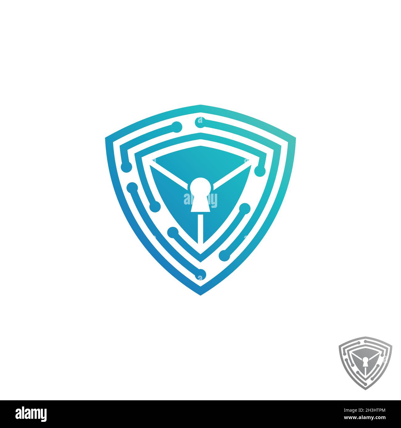 Protezione protezione TECH icona disegno vettoriale stock. Ispirazione per il simbolo della tecnologia di sicurezza. Tecnologia di protezione industriale per il tuo miglior simbolo aziendale. Vettore i Illustrazione Vettoriale