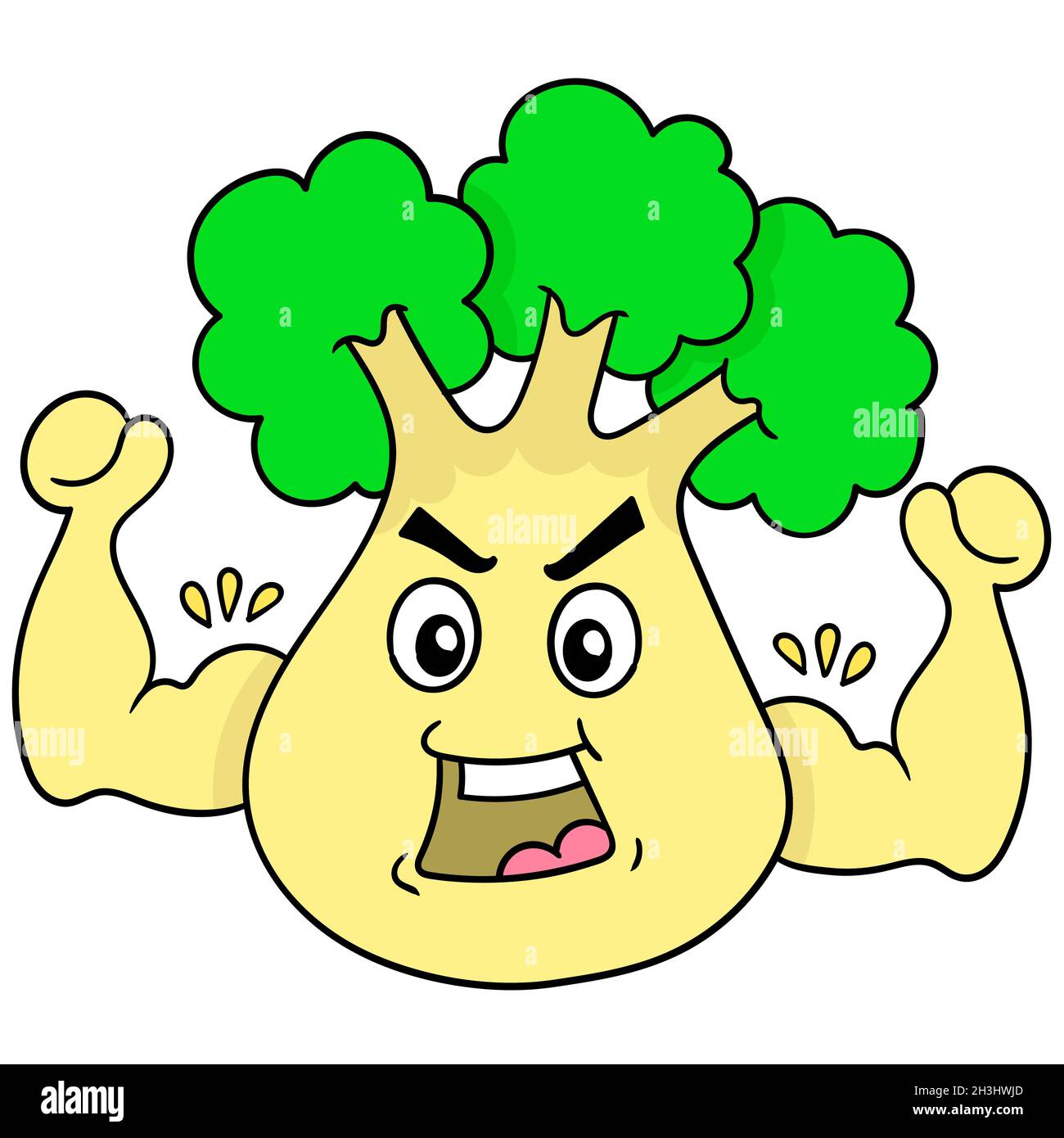broccoli facciali sorridenti con corpo muscolare e nutriente Illustrazione Vettoriale
