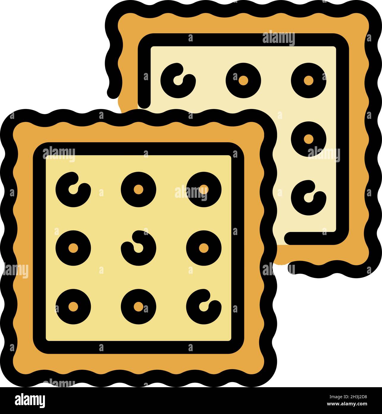 Icona di due cracker. Delineare due crackers vettore icona colore piatto isolato Illustrazione Vettoriale