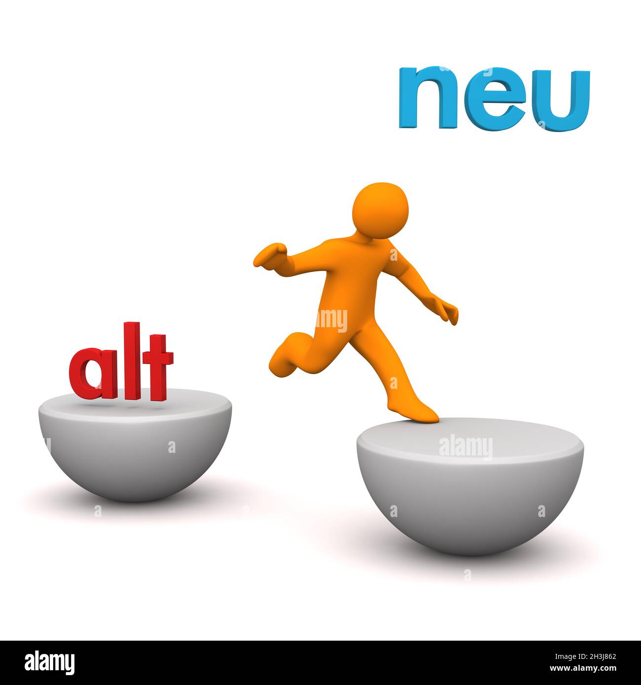 Manichino vecchio nuovo salto Foto Stock