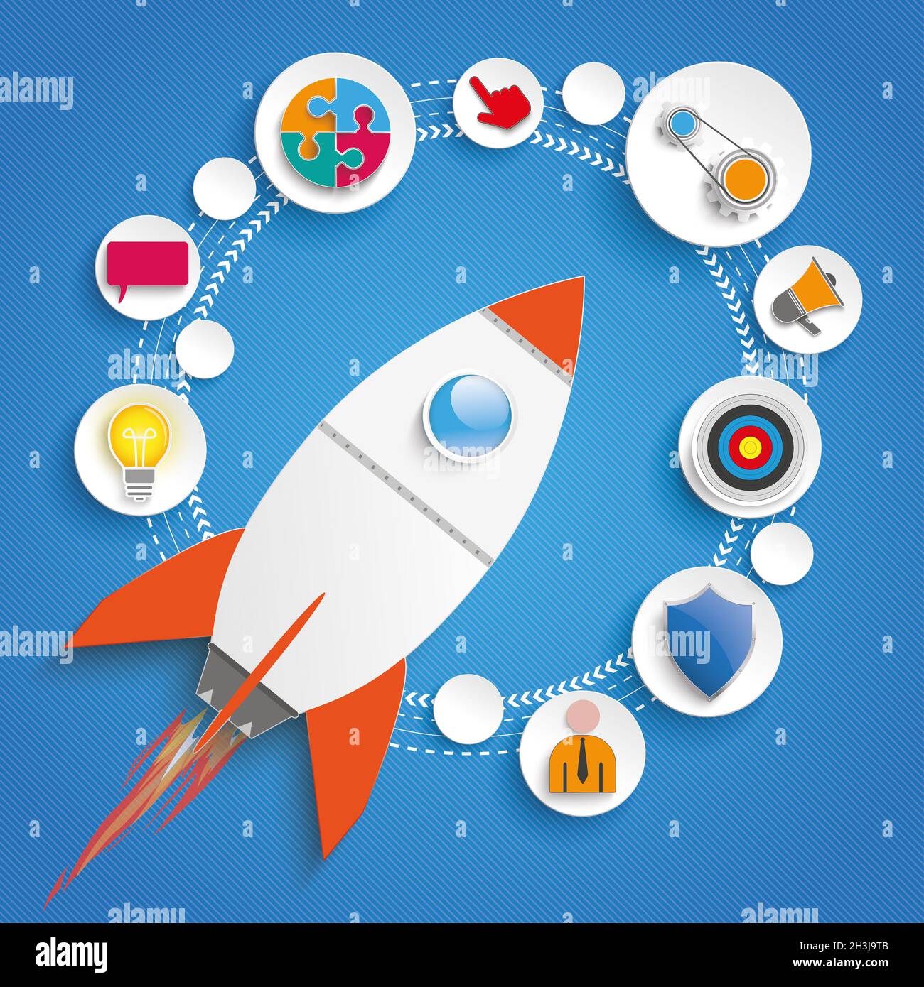 Cerchi ciclo Rocket Flat Piad infografica Foto Stock