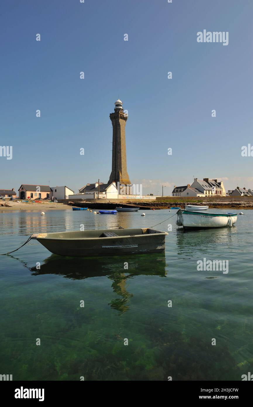 FARO DI ECKMÜL. SAINT GUENOLE-PENMARC'H, PAYS BIGOUDEN, FINISTERE (29) FRANCIA Foto Stock