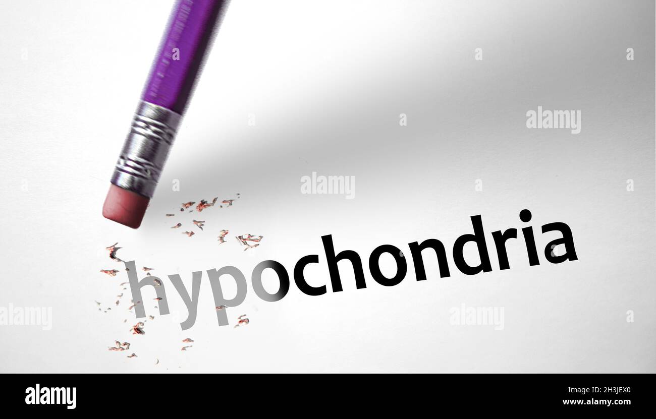 Eraser eliminando la parola ipocondria Foto Stock