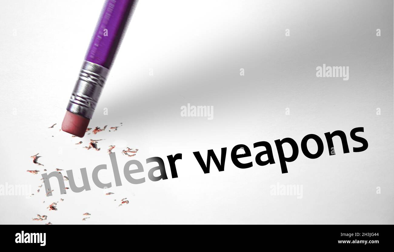 Eraser eliminando il concetto di armi nucleari Foto Stock