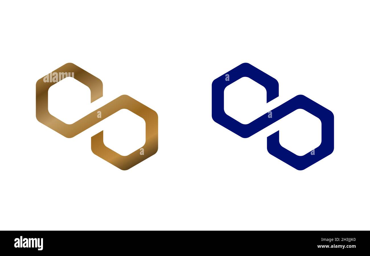 Simbolo di criptovaluta Polygon Matic su sfondo bianco logo isolato. Concetto astratto illustrazione 3d. Foto Stock