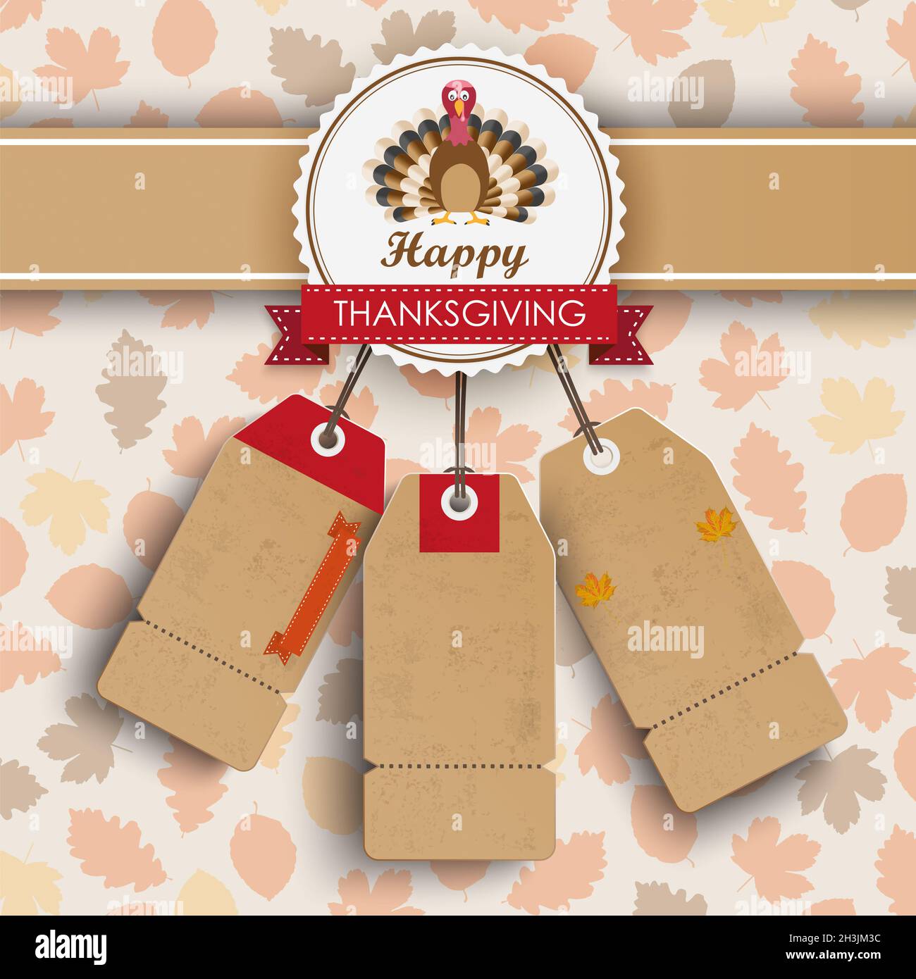 3 Price Stickers Foliage Turkey Thanksgiving Emblem Piad Foto Stock