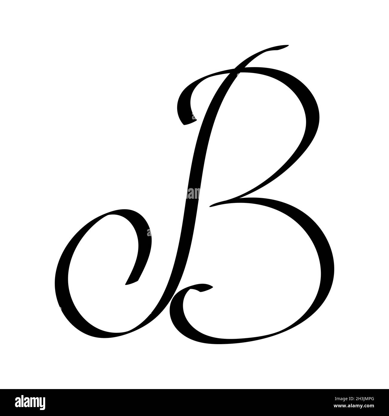 Prima lettera maiuscola B logo, calligrafia disegno stock illustrazione Illustrazione Vettoriale