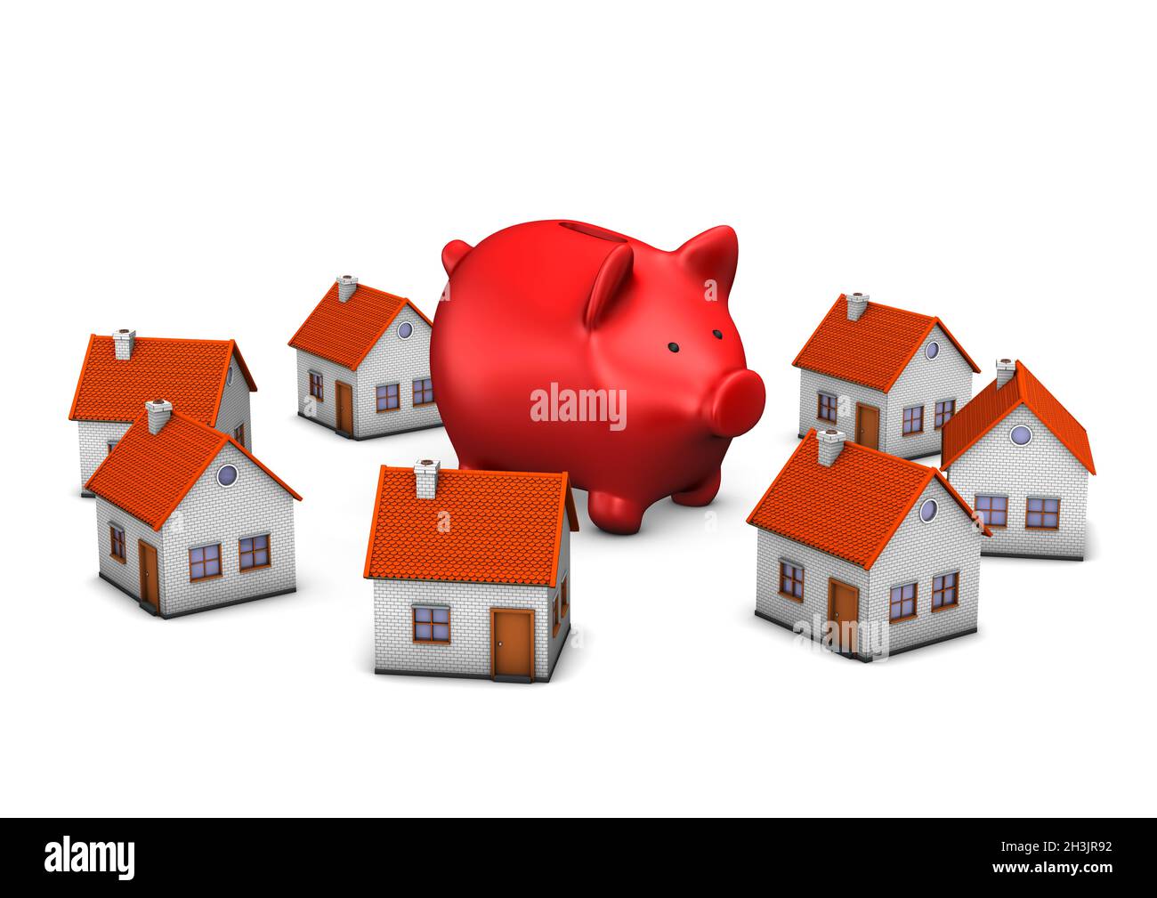 Red Piggy Banks Homes Foto Stock