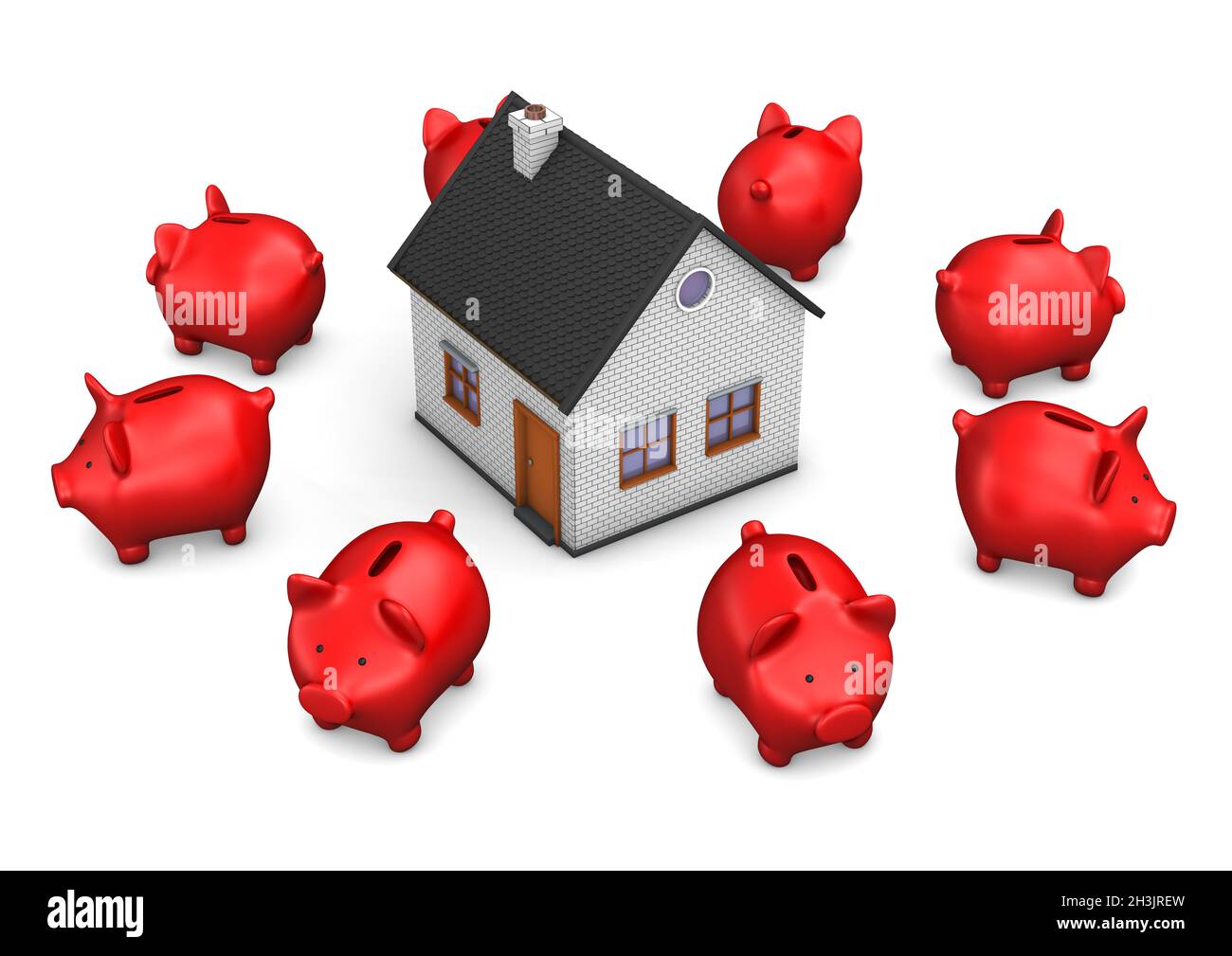 Casa Red Piggy Banks Foto Stock