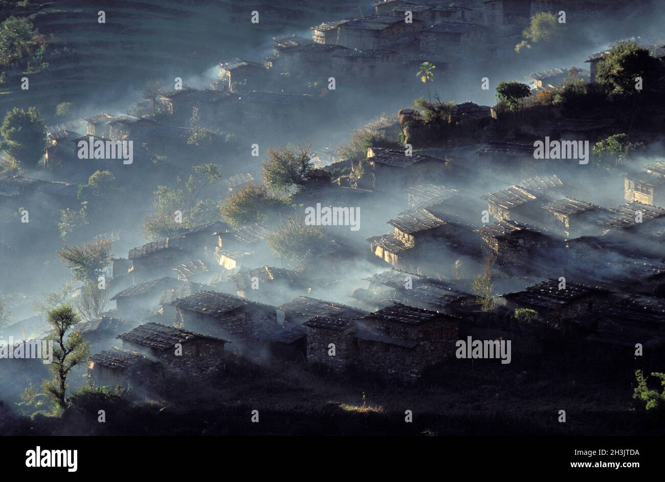 Nepal, zona di Gorkha, villaggio di Gurung di Laprak. Foto Stock