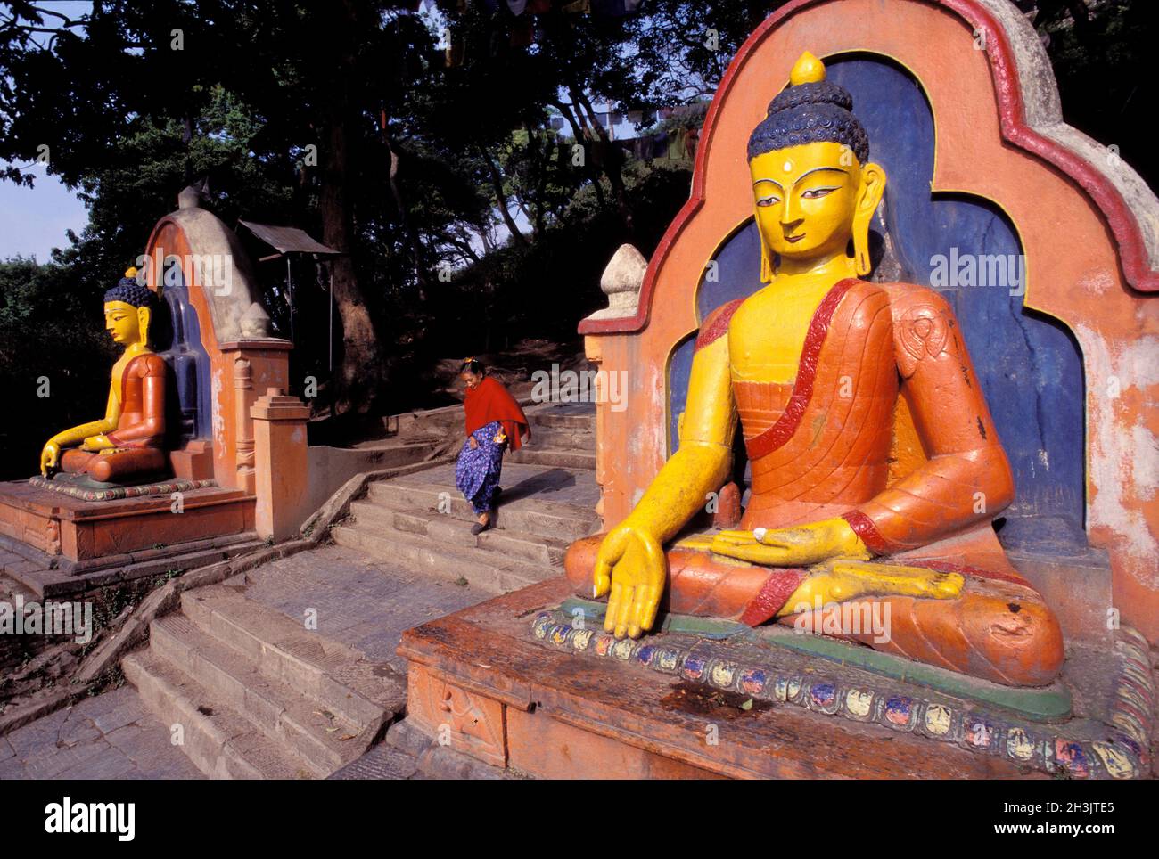 Nepal, valle di Kathmandu, Swayambunath stupa Foto Stock