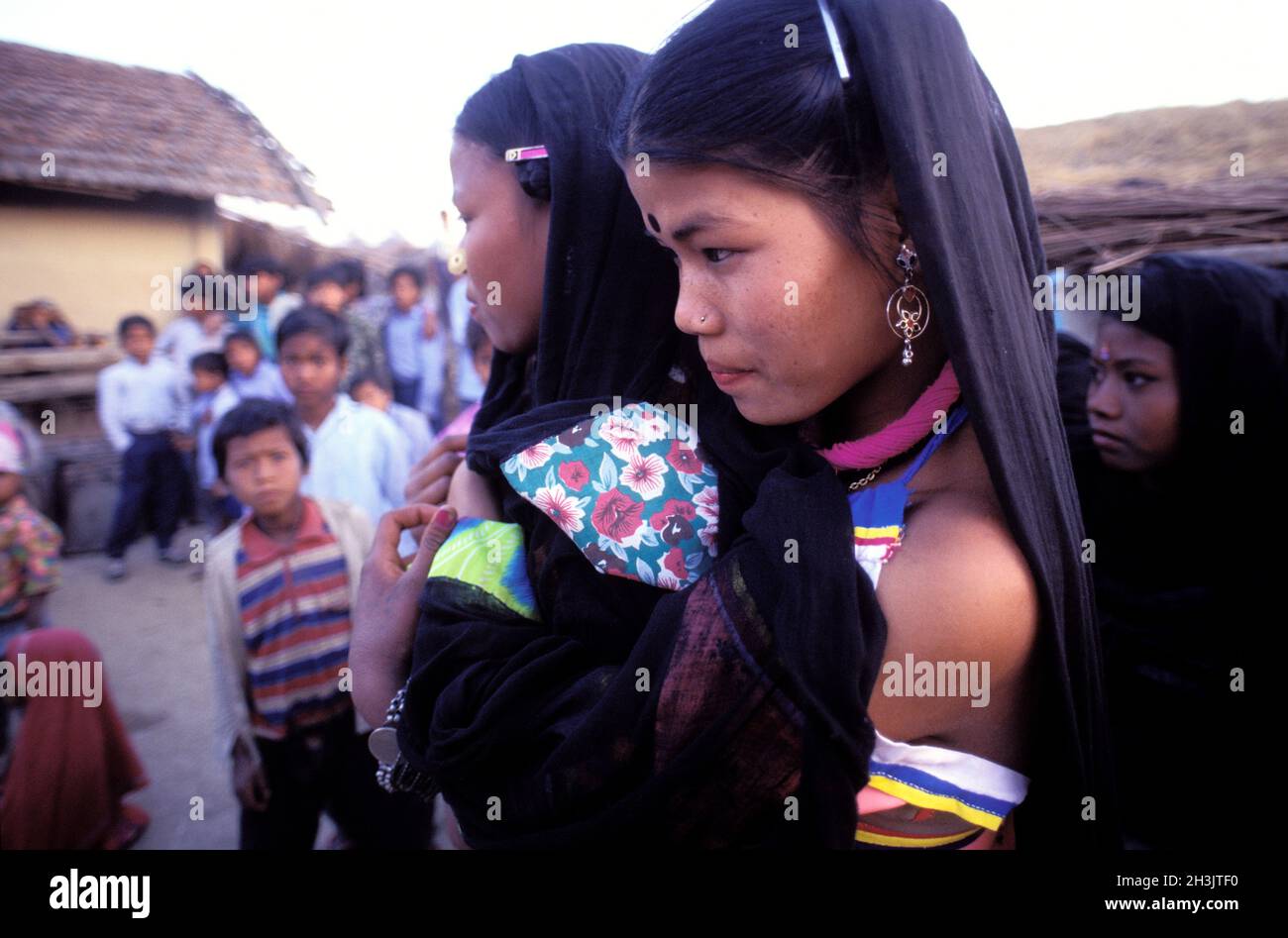 Nepal, zona Terai, gruppo etnico Rana Tharu Foto Stock