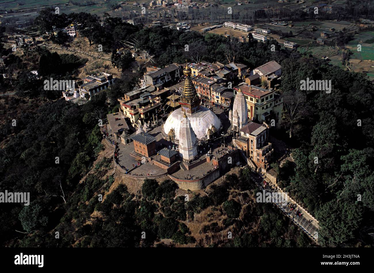 Nepal, valle di Kathmandu, Swayambunath stupa Foto Stock