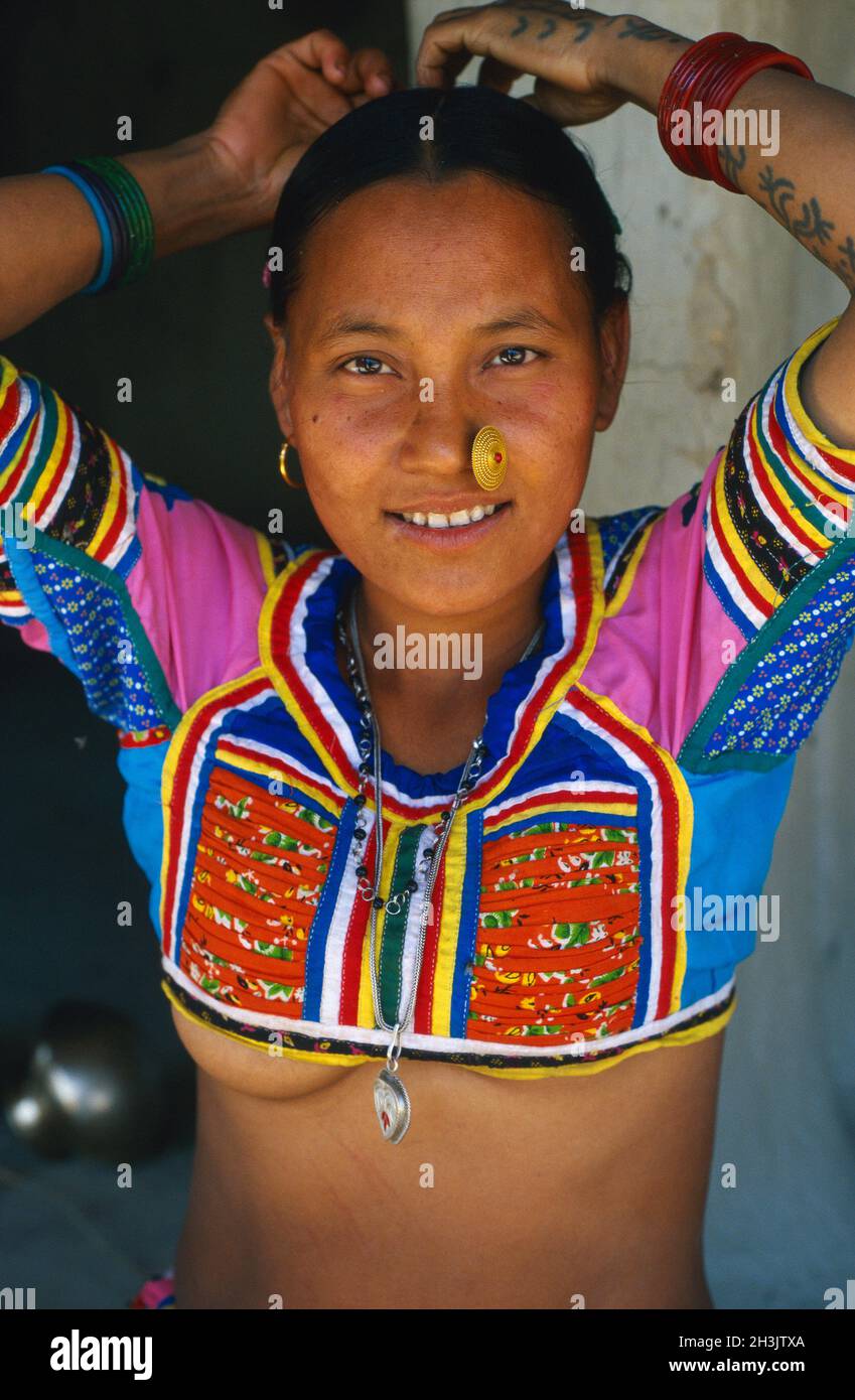 Nepal, zona Terai, gruppo etnico Rana Tharu Foto Stock