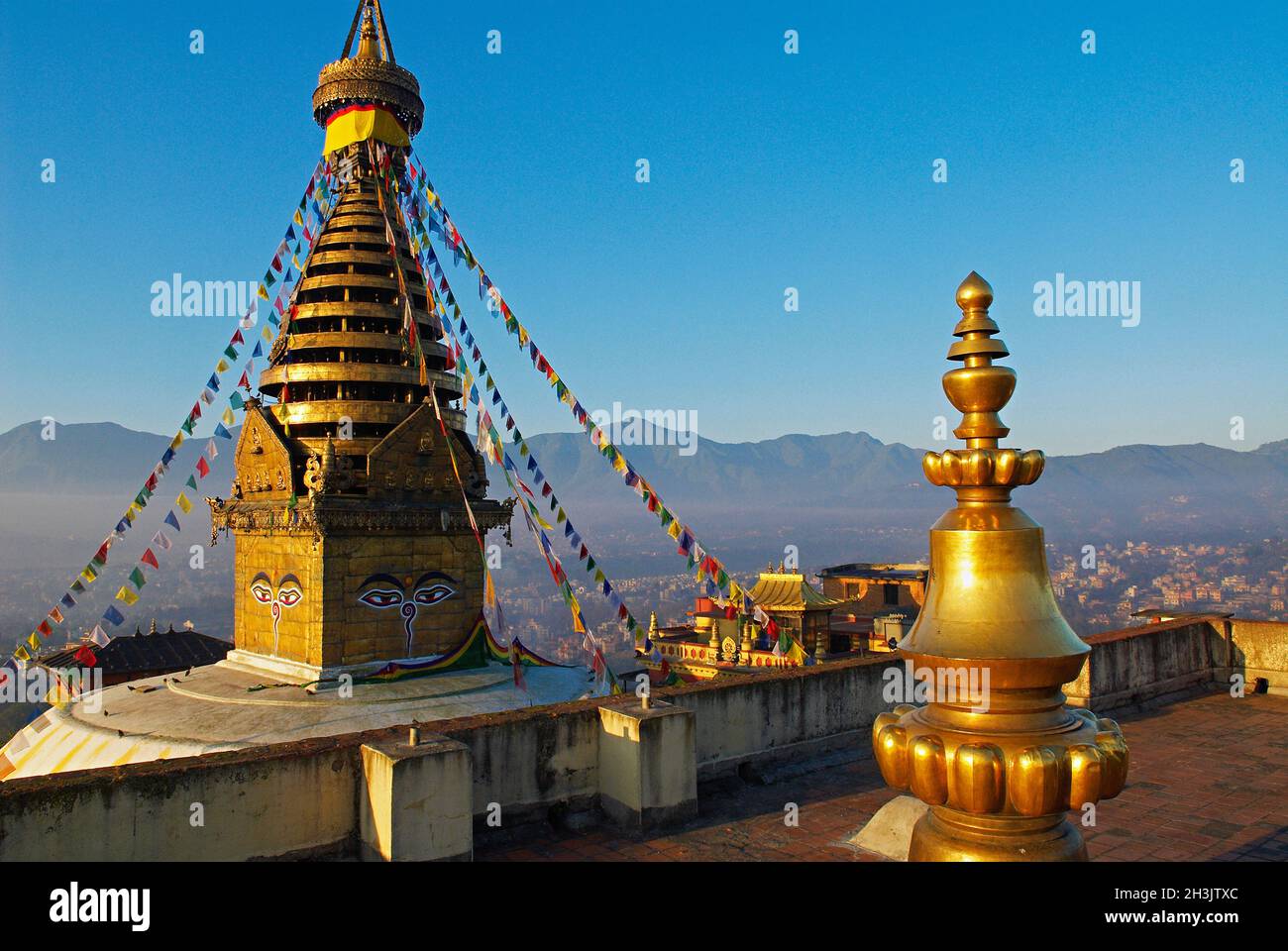 Nepal, valle di Kathmandu, Swayambunath stupa Foto Stock