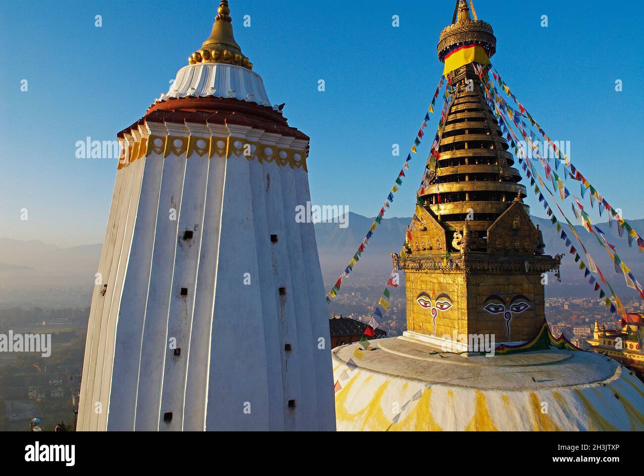 Nepal, valle di Kathmandu, Swayambunath stupa Foto Stock
