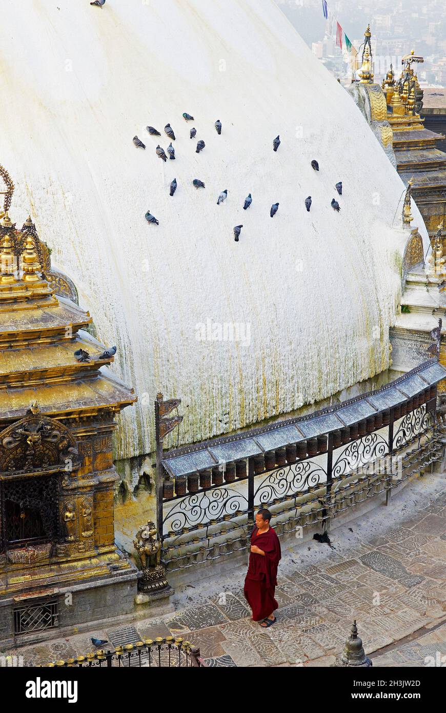 Nepal, valle di Kathmandu, Swayambunath stupa Foto Stock