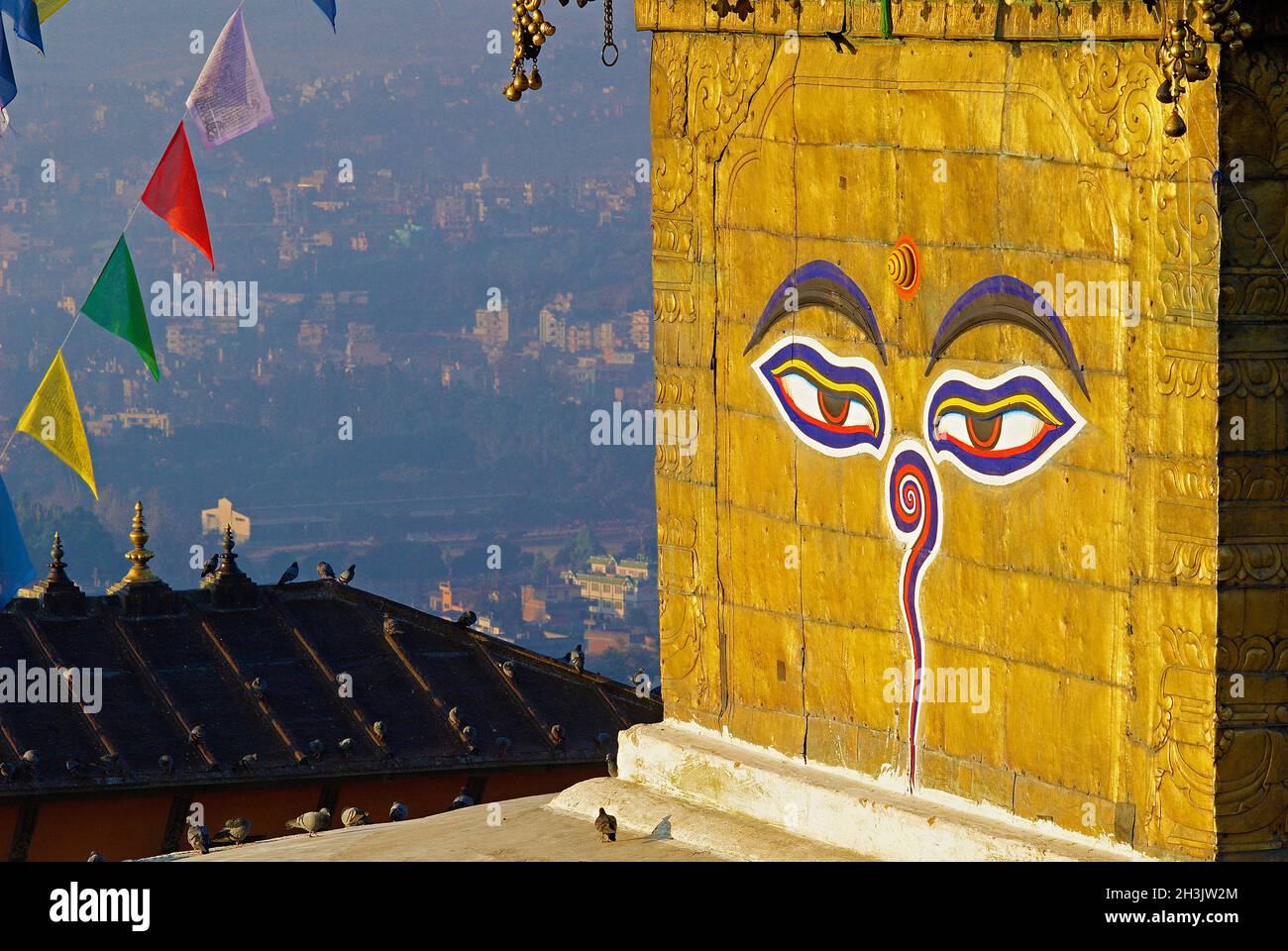 Nepal, valle di Kathmandu, Swayambunath stupa Foto Stock