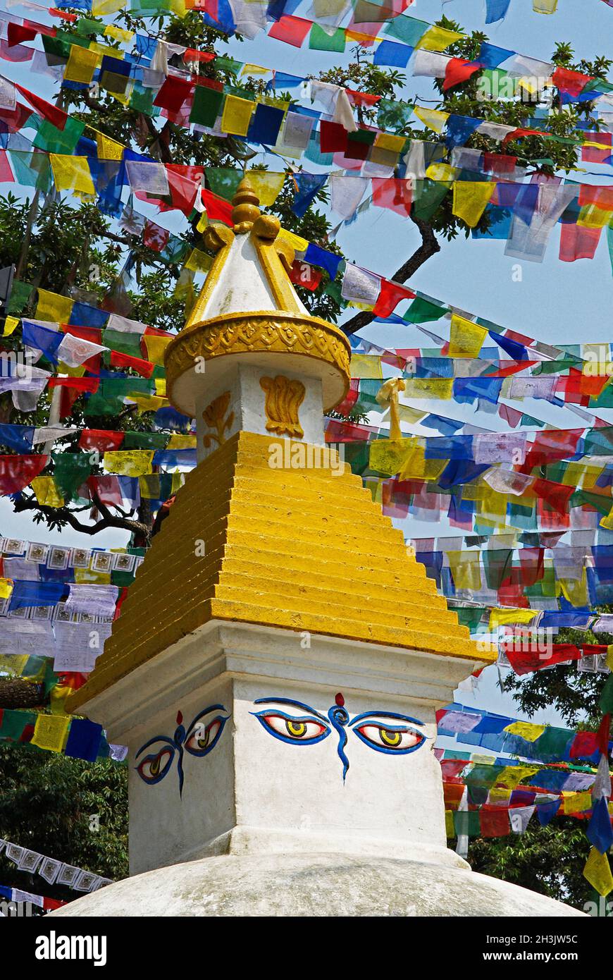 Nepal, valle di Kathmandu, Swayambunath stupa Foto Stock