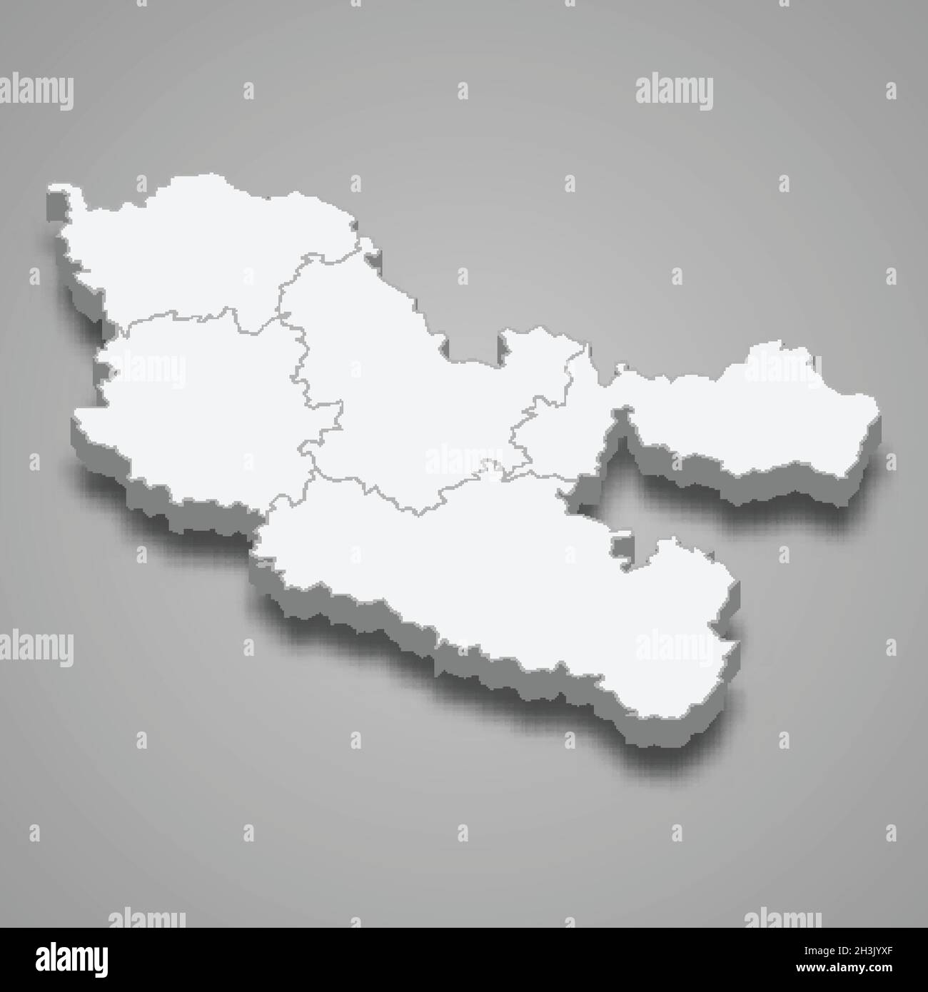 3d mappa isometrica della Mosella è un dipartimento in Francia, illustrazione vettoriale Illustrazione Vettoriale