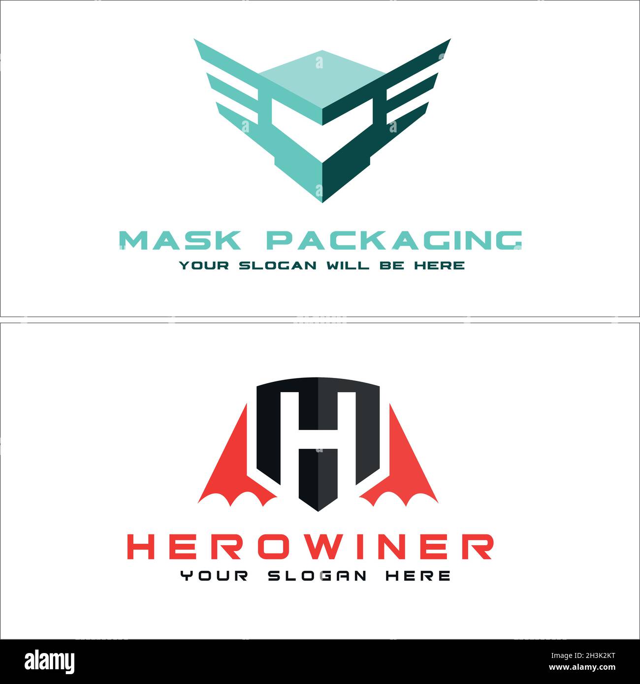 Moderno business brand packaging maschera Hero logo design Illustrazione Vettoriale