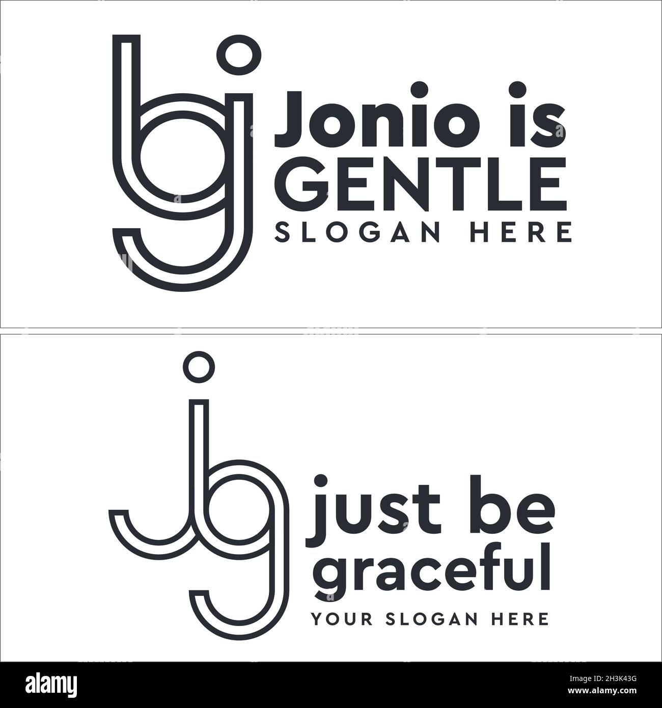 Icona lettera iniziale bj jg logo monogramma Illustrazione Vettoriale