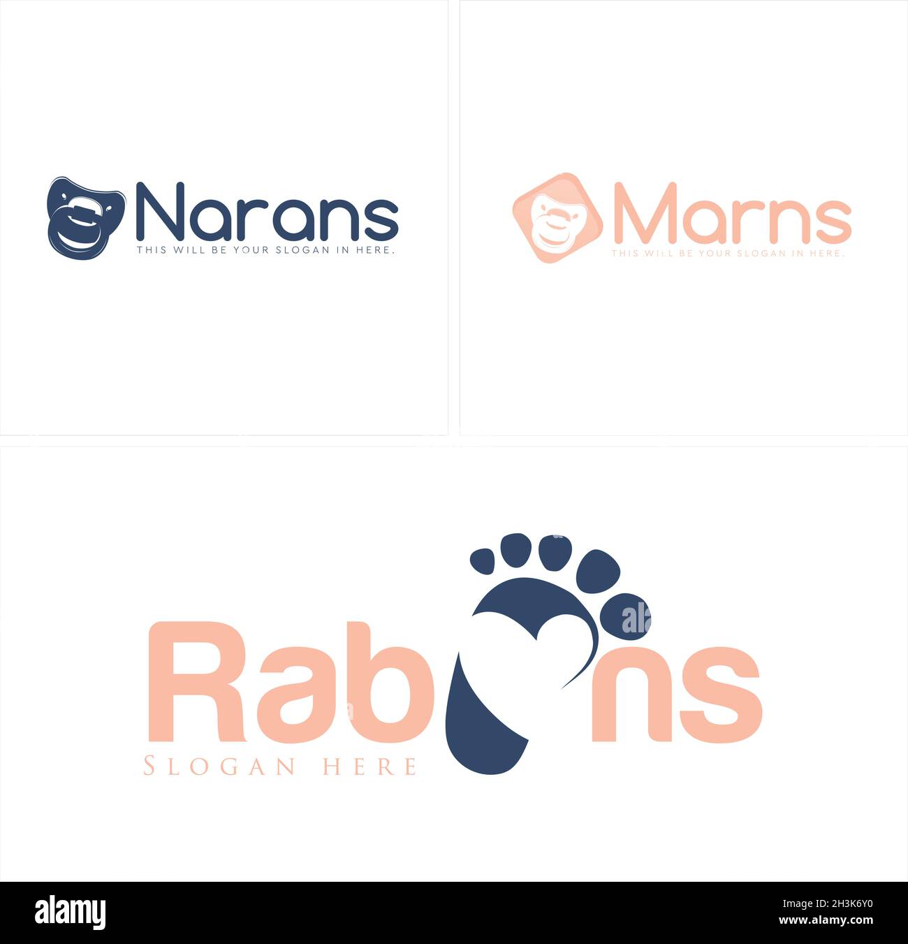 Set di animale cura bambino scimmia icona logo design Illustrazione Vettoriale