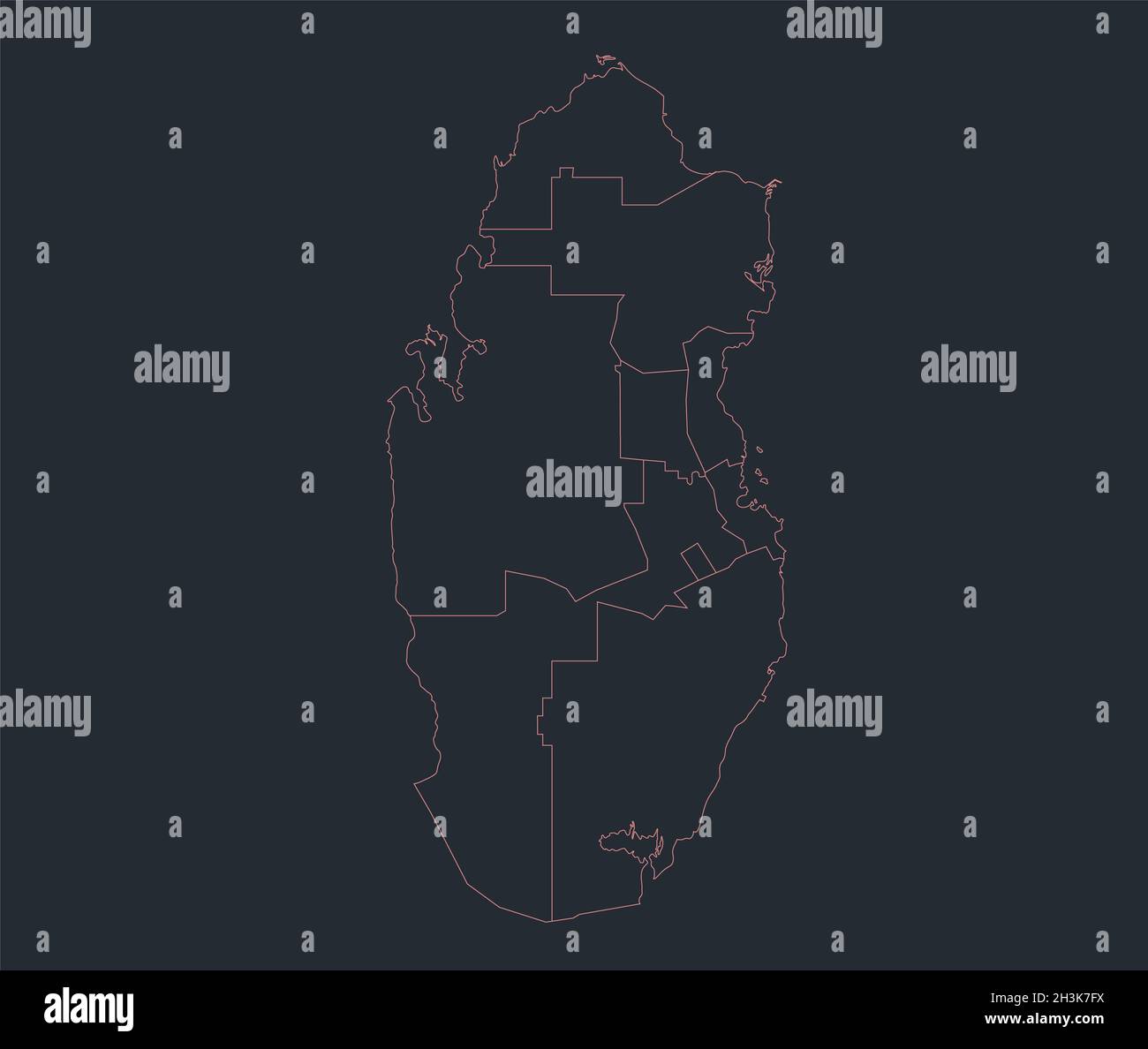 Infografica contorno mappa Qatar, disegno piatto, vuoto Foto Stock