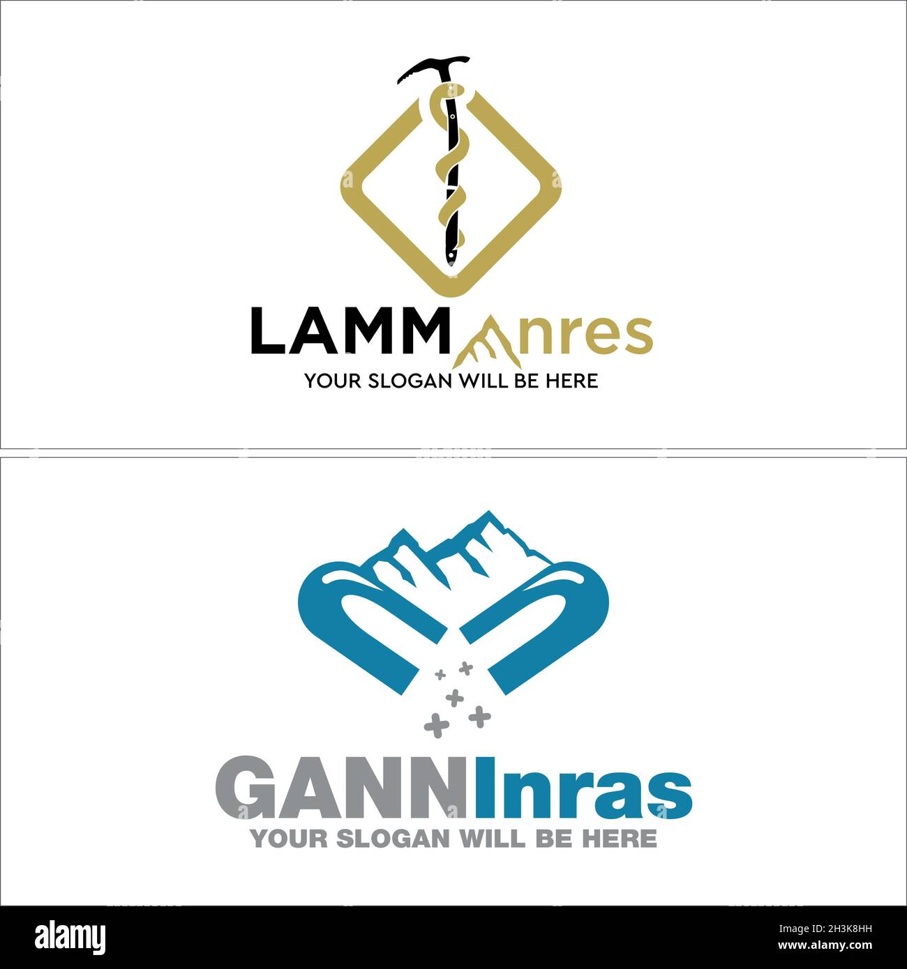 Simbolo moderno icona serpente montagna fauna selvatica logo design Illustrazione Vettoriale