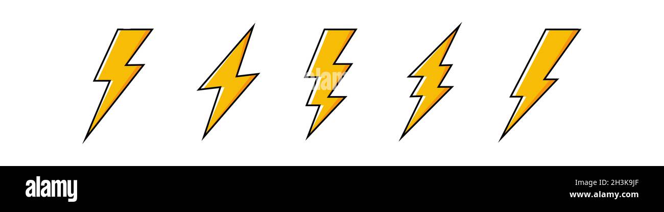 Icone flash diverse isolate su sfondo bianco Illustrazione Vettoriale