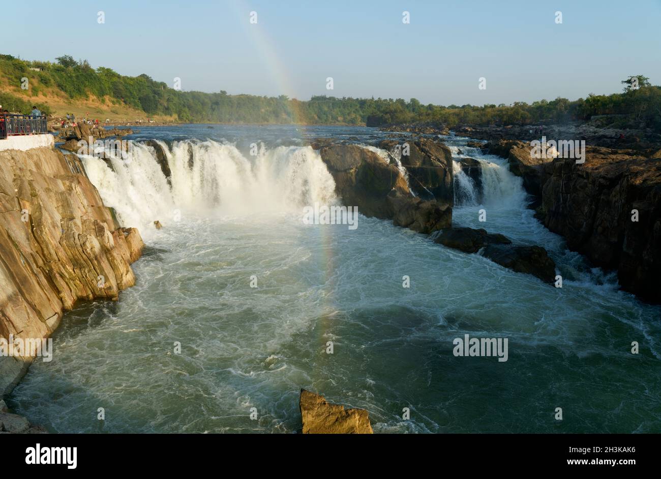 Cascata di Dhuandhar a Bhedaghat, Jabalpur, Madhya Pradesh, India. Foto Stock