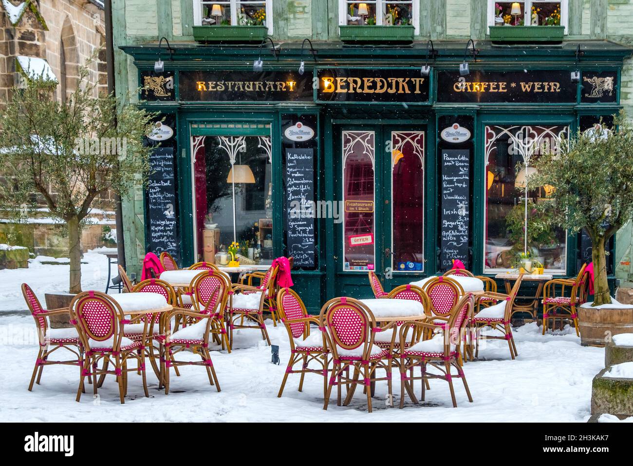 Patrimonio mondiale Quedlinburg in inverno con neve Inverno impressioni Foto Stock