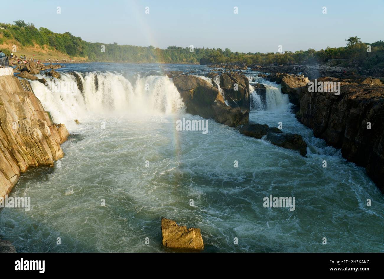 Cascata di Dhuandhar a Bhedaghat, Jabalpur, Madhya Pradesh, India. Foto Stock