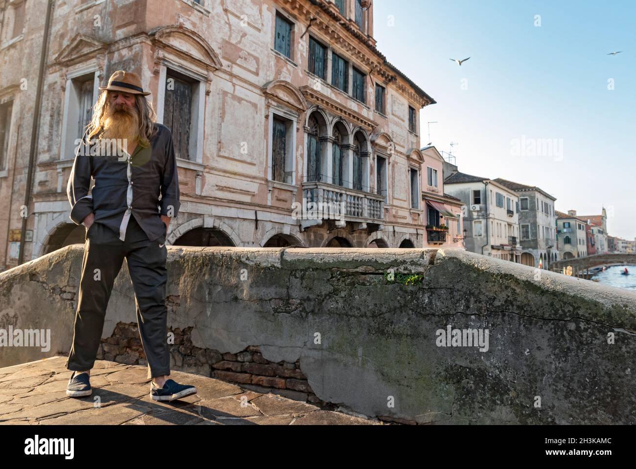 Scena stradale, Chioggia, Venezia, Italia Foto Stock