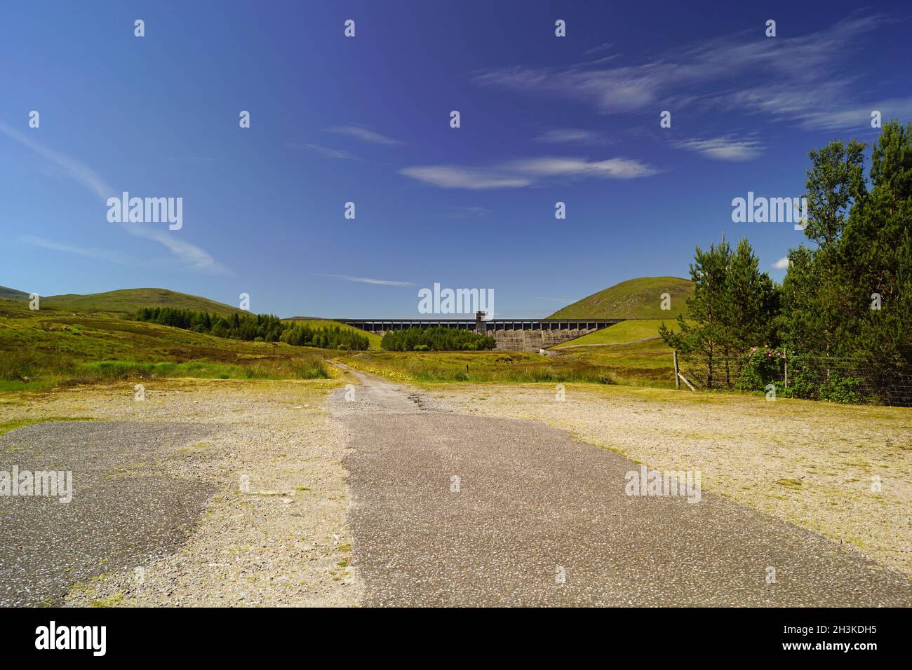 Loch Glascarnoch Dam Foto Stock