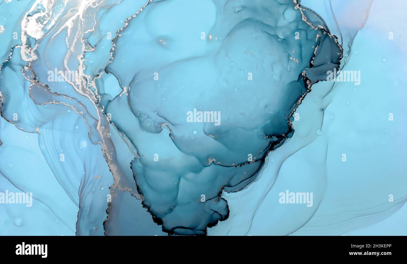 Acquerello Ocean Water. Su carta. Inchiostri alcolici Foto Stock