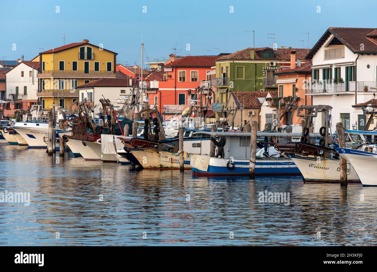 Lato laguna di Sottomarina, Chioggia, Venezia, Italia Foto Stock