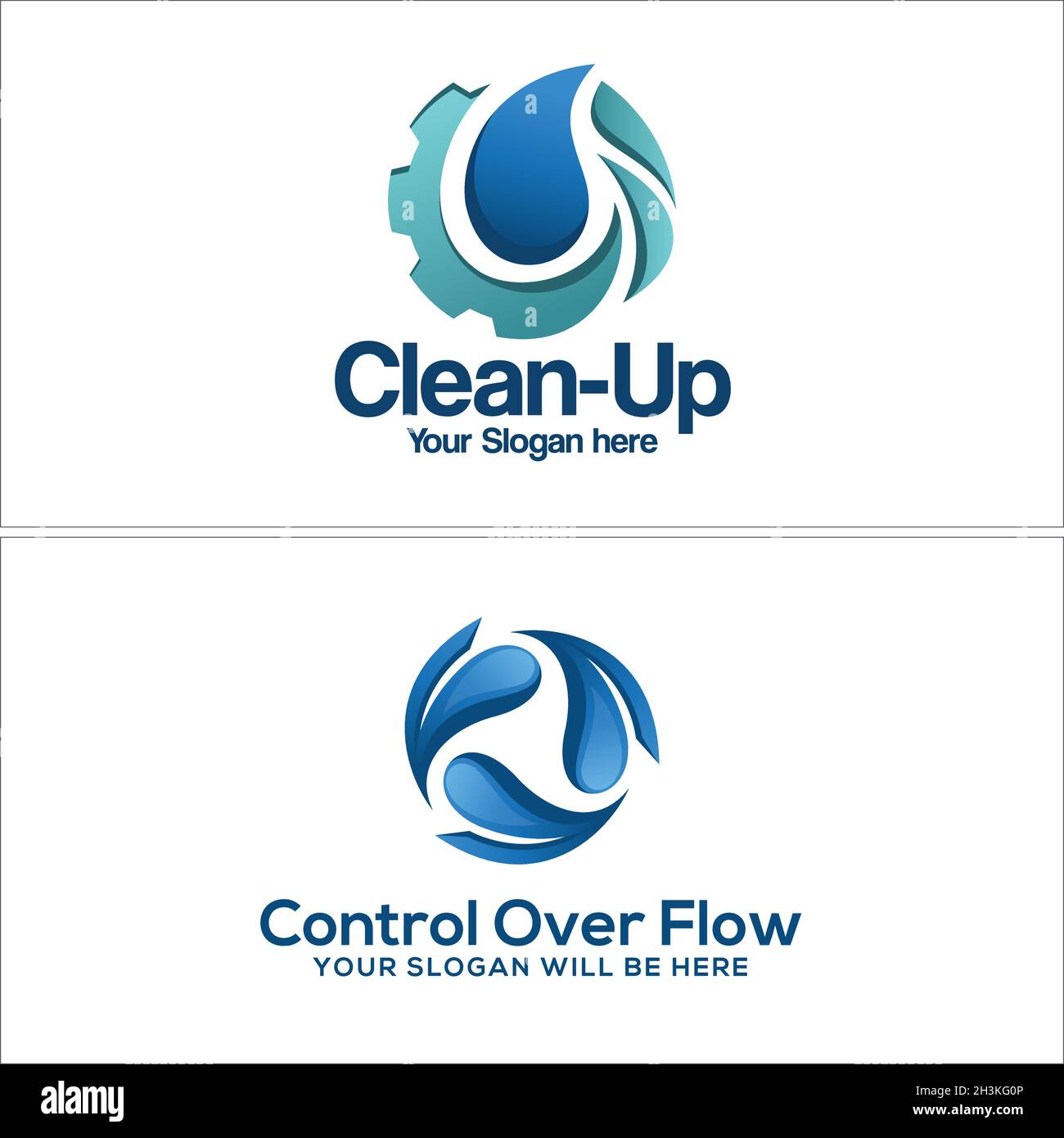 Design del logo dell'acqua per l'ingegneria industriale Illustrazione Vettoriale