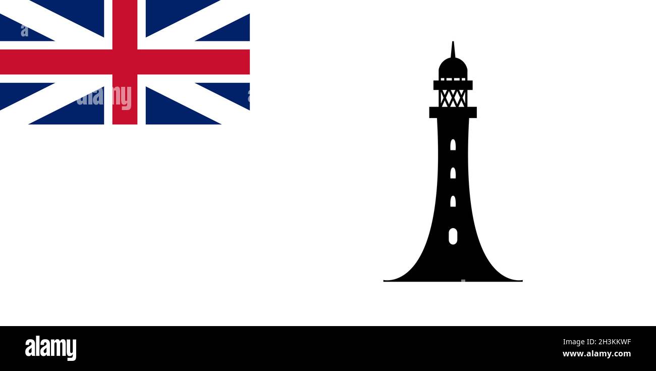 Vista dall'alto della bandiera del Northern Lighthouse Board commissioners il Regno Unito . bandiera del regno unito di gran Bretagna, Inghilterra. Nessun flagpole, aereo Foto Stock