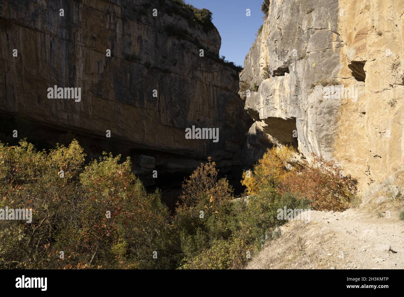 canyon foz de lumbier in autunno a navarra, spai Foto Stock