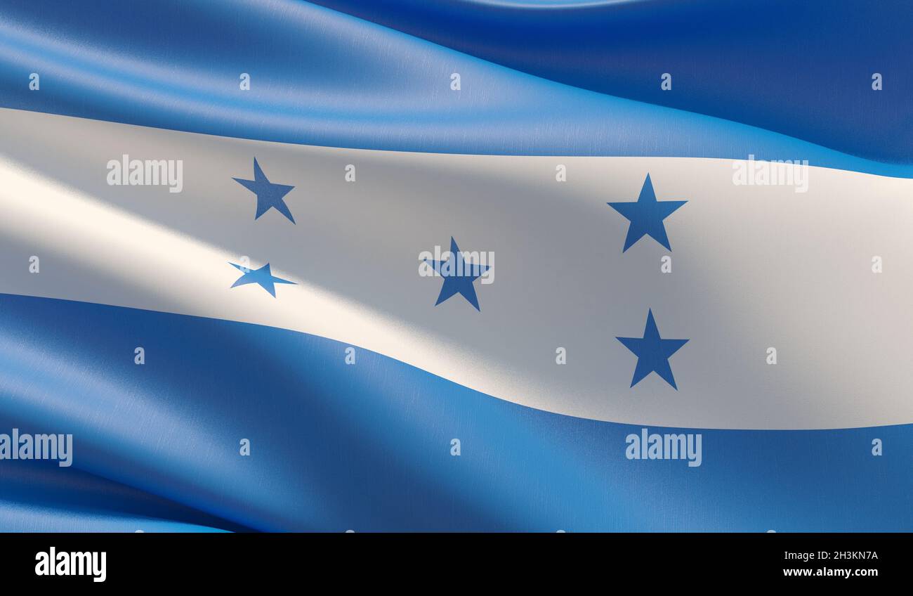 Alta risoluzione di close-up bandiera di Honduras. 3D'illustrazione. Foto Stock