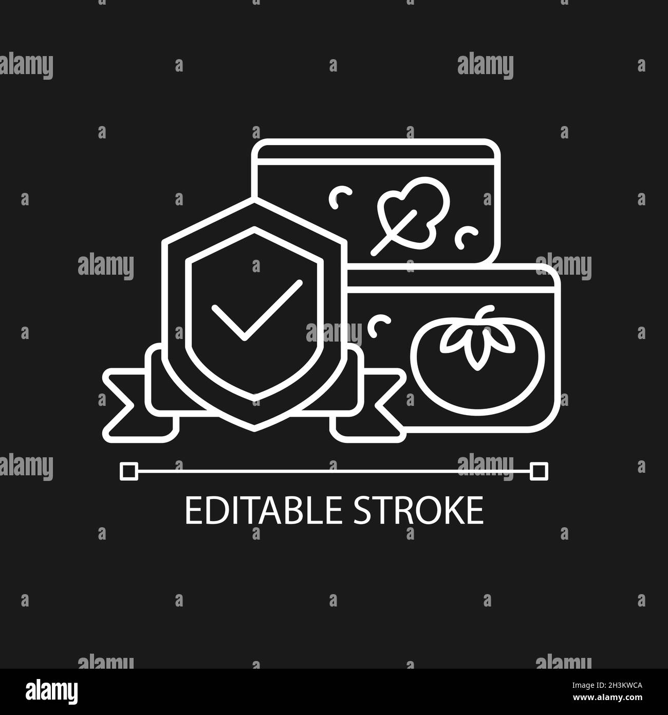 Food contact tests icona lineare bianca per tema scuro Illustrazione Vettoriale