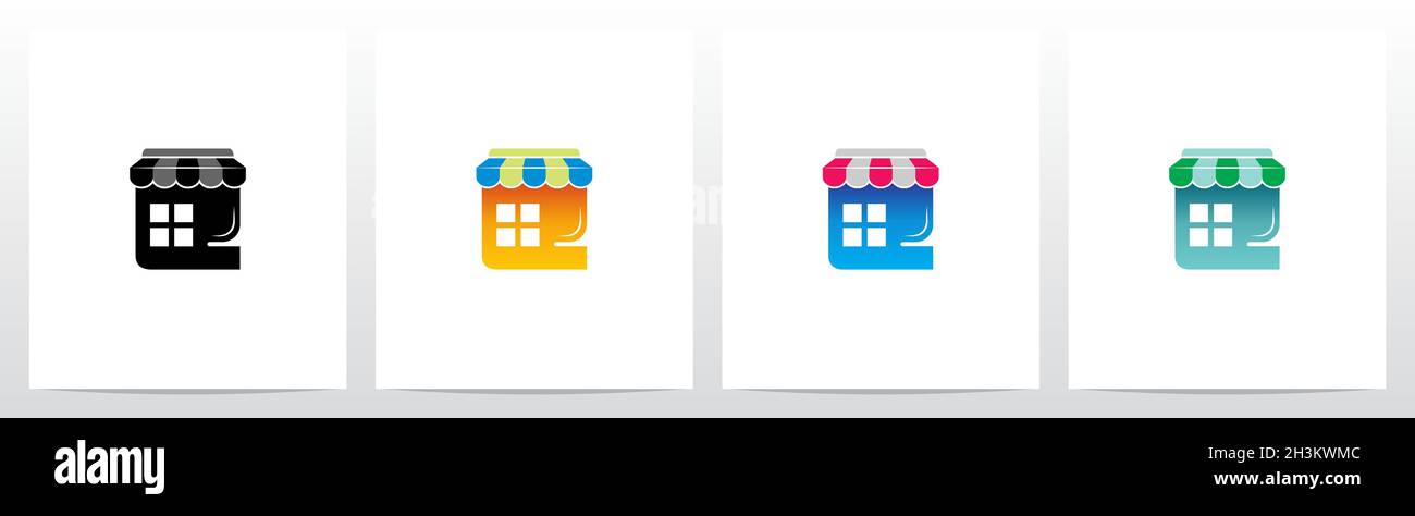 Store Roof on Letter Logo Design E. Illustrazione Vettoriale