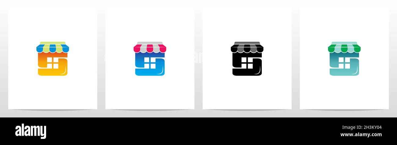 Store Roof on Letter Logo Design S. Illustrazione Vettoriale